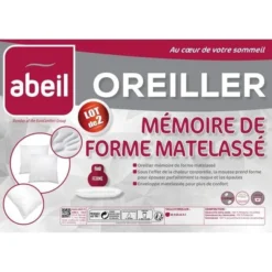 ABEIL Lot De 2 Oreillers A Mémoire De Forme Matelassés 60x60 Cm Blanc -Lit Magique Soldes Magasin abeil lot de 2 oreillers a memoire de forme matelasses 60x60 cm blanc 3087880016793 529146