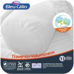 BLEU CALIN Traversin Volumineux Isolane 140 Cm Blanc