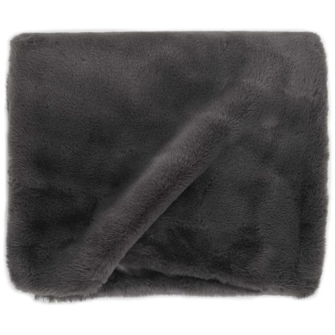 Couverture 100x150 Cm Fausse Fourrure De Lapin Gris Foncé 6 Couverture 100x150 Cm Fausse Fourrure De Lapin Gris Foncé – Image 4