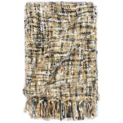 Couverture 220 X 250 Cm Noir/Beige/Blanc