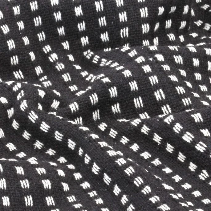 Couverture Coton à Carrés 220 X 250 Cm Noir 4 Couverture Coton à Carrés 220 X 250 Cm Noir – Image 2
