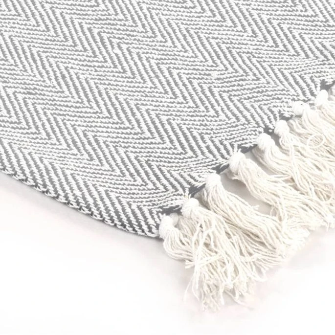 Couverture Coton à Chevrons 220 X 250 Cm Gris 8 Couverture Coton à Chevrons 220 X 250 Cm Gris – Image 6