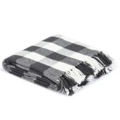 Couverture Coton Carreaux 125 X 150 Cm Anthracite -Lit Magique Soldes Magasin couverture coton carreaux 125 x 150 cm anthracite 3666722519847 586982
