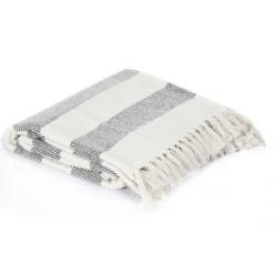 Couverture Coton Rayures 125 X 150 Cm Anthracite -Lit Magique Soldes Magasin couverture coton rayures 125 x 150 cm anthracite 3666722520621 586157