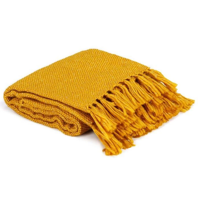 Couverture En Lurex 220 X 250 Cm Jaune Moutarde 6 Couverture En Lurex 220 X 250 Cm Jaune Moutarde – Image 4