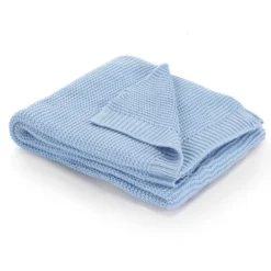 Couverture Tricotée Coton 130 X 171 Cm Bleu