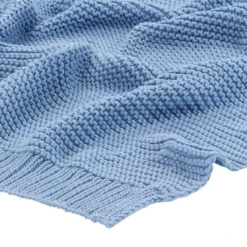 Couverture Tricotée Coton 130 X 171 Cm Bleu -Lit Magique Soldes Magasin couverture tricotee coton 130 x 171 cm bleu 8718475572572 606348