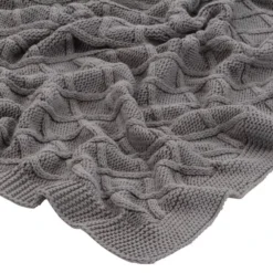 Couverture Tricotée Coton 130 X 171 Cm Design Tartan Gris -Lit Magique Soldes Magasin couverture tricotee coton 130 x 171 cm design tartan gris 8718475572633 606360