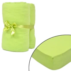 Couvre-matelas 2 Pcs Vert Pomme 90 X 190-100 X 200 Cm Coton