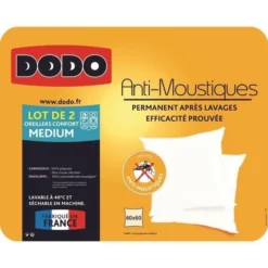 DODO Lot De 2 Oreillers ANTI-MOUSTIQUES 60x60cm -Lit Magique Soldes Magasin dodo lot de 2 oreillers anti moustiques 60x60cm 3307417063411 427230