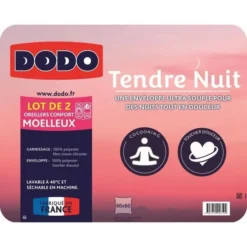 DODO Lot De 2 Oreillers Tendre Nuit - 60 X 60 Cm -Lit Magique Soldes Magasin dodo lot de 2 oreillers tendre nuit 60 x 60 cm 3307410026192 1136320