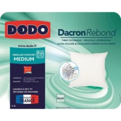 DODO Oreiller DACRON REBOND 60x60 Cm Blanc -Lit Magique Soldes Magasin dodo oreiller dacron rebond 60x60 cm blanc 3307418323828 461771