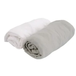 DOUX NID Lot 2 Draps-Housses Jersey Blanc Et Gris Perle 70 X 140 Cm