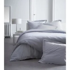 TODAY Drap Housse 140X190 2 Personnes Percale Uni Gris PREMIUM