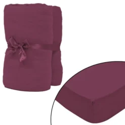 Drap-housse 2 Pcs Jersey De Coton 120x200-130x200 Cm Bordeaux