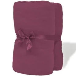Drap-housse 2 Pcs Jersey De Coton 120x200-130x200 Cm Bordeaux -Lit Magique Soldes Magasin drap housse 2 pcs jersey de coton 120x200 130x200 cm bordeaux 8718475960614 702799