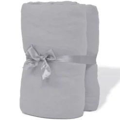 Drap-housse 2 Pcs Jersey De Coton 180x200-200x220 Cm Gris -Lit Magique Soldes Magasin drap housse 2 pcs jersey de coton 180x200 200x220 cm gris 8718475960553 586165