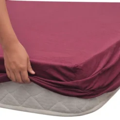 Drap-housse 2 Pcs Jersey De Coton 90x190-100x200 Cm Bordeaux -Lit Magique Soldes Magasin drap housse 2 pcs jersey de coton 90x190 100x200 cm bordeaux 8718475960607 1268704