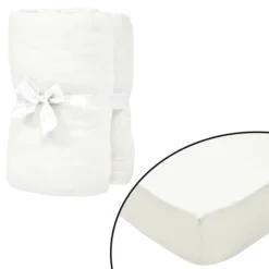 Drap-housse Pour Lit à Eau 2 Pcs 2x2 M Coton Jersey Blanc Cassé