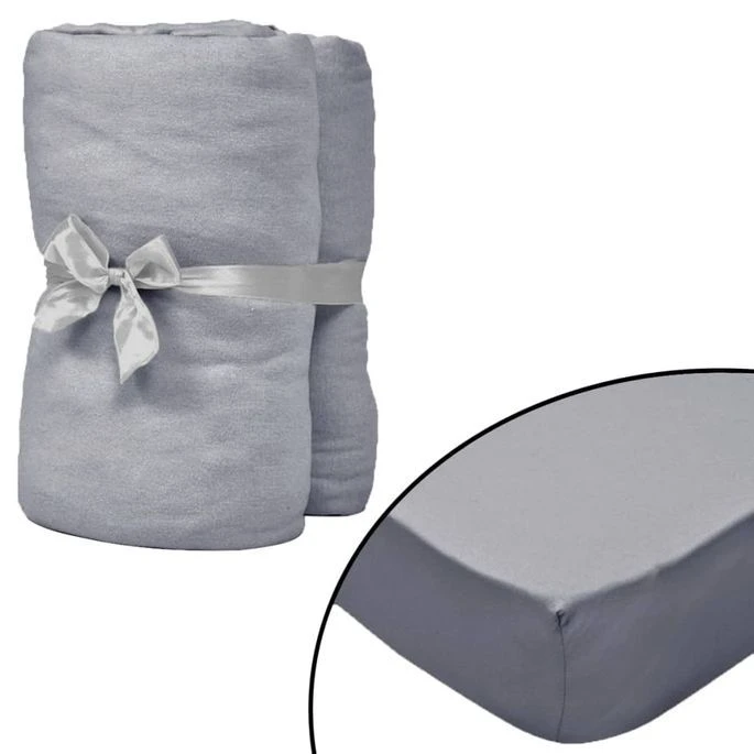 Drap-housse Pour Lits à Eau 2 Pcs 200x200 Cm Coton Jersey Gris 3 Drap-housse Pour Lits à Eau 2 Pcs 200x200 Cm Coton Jersey Gris