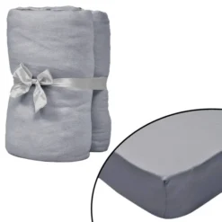Drap-housse Pour Lits à Eau 2 Pcs 200x220 Cm Coton Jersey Gris