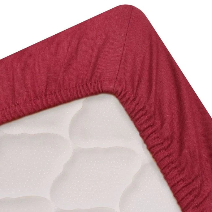 Draps De Lit 2 Pièces 160 X 200 Cm Coton Bordeaux 4 Draps De Lit 2 Pièces 160 X 200 Cm Coton Bordeaux – Image 2