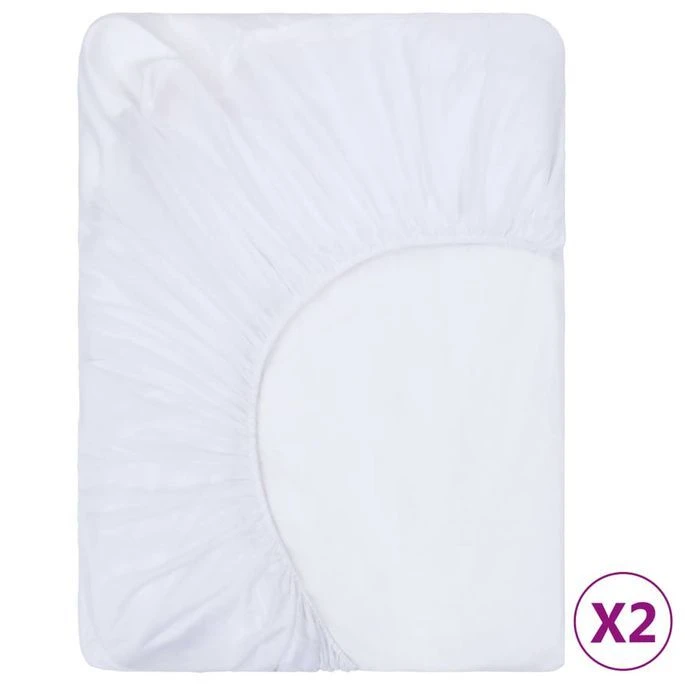 Draps-housses Imperméables 2 Pcs Coton 200x220 Cm Blanc 3 Draps-housses Imperméables 2 Pcs Coton 200x220 Cm Blanc