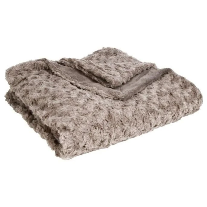 Plaid A Fourrure Bouclée - 120 X 160 Cm - Taupe 3 Plaid A Fourrure Bouclée - 120 X 160 Cm - Taupe