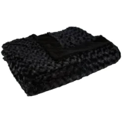 Plaid Fourrure Bouclée - 180 X 230 Cm - Noir