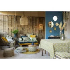 Plaid Imprimé Udaipur - Jaune - 100% Coton - 130 X 150 Cm - DEKO -Lit Magique Soldes Magasin plaid imprime udaipur jaune 100 coton 130 x 150 cm deko 3663655046501 1303003