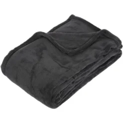 Plaid Microfibre - 125 X 150 Cm - Gris Foncé