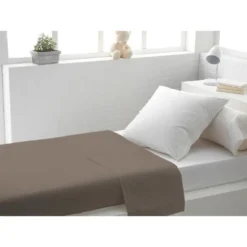 SOLEIL D'OCRE Drap Plat 100% Coton 180x290cm Taupe