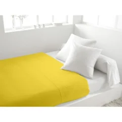 SOLEIL D'OCRE Drap Plat 100% Coton 240x290cm Jaune
