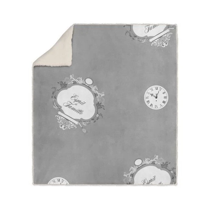 SOLEIL D' OCRE Plaid Polaire Sherpa Microfibre Esprit De Famille - 110 X 160 Cm - Gris 3 SOLEIL D' OCRE Plaid Polaire Sherpa Microfibre Esprit De Famille - 110 X 160 Cm - Gris