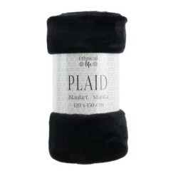 THE HOME DECO FACTORY Plaid A Pompons Bicolore Flanelle M6 - Noir -Lit Magique Soldes Magasin the home deco factory plaid a pompons bicolore flanelle m6 noir 3664944056072 426392