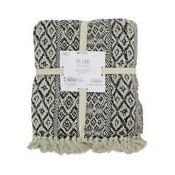 THE HOME DECO FACTORY Plaid Ethnique Frange Motif Carreaux - 120 X 150 Cm M6