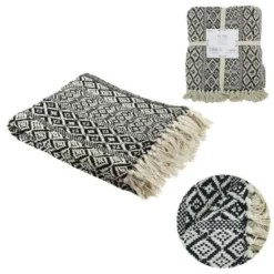 THE HOME DECO FACTORY Plaid Ethnique Frange Motif Carreaux - 120 X 150 Cm M6 -Lit Magique Soldes Magasin the home deco factory plaid ethnique frange motif carreaux 120 x 150 cm m6 3664944056119 426397