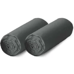 TODAY Lot De 2 Draps Housse 100% Coton - 140x190 Cm - Gris Anthracite
