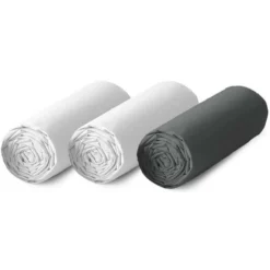TODAY Lot De 3 Draps Housse 100% Coton - 140x190 Cm - Blanc Et Gris Anthracite